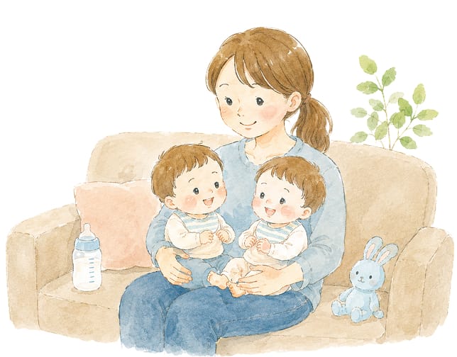 多胎育児・産後家庭の支援のイラスト